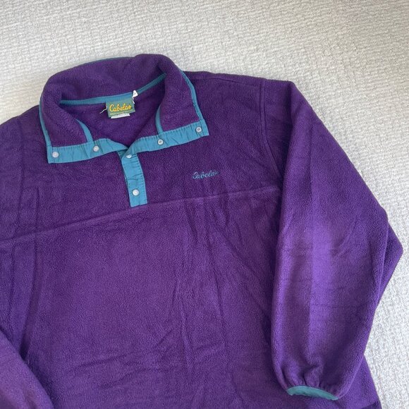 VTG Cabelas Sweater Mens Large Retro Purple Fleece Snap (Synchilla style) Read - Picture 2 of 16